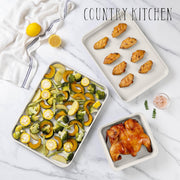 Cook With Color YPANS091 CRM Country Kitchen 13-Piece Nonstick Cookware and Bakeware Set, Stackable Design, Cream, YPANS091 CRM