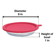 Messy Mutts Cat Feeding Bowl Set, 4 Piece, Stainless Steel Saucer Bowls with Airtight Silicone Lids, 1.75 Cup, Silver, MC043M