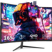 Z Z-Edge UG27Q 27-inch Curved Gaming Monitor 16:9 2560x1440 165/144Hz 1ms Frameless LED Gaming Monitor, AMD Freesync Premium Display Port HDMI