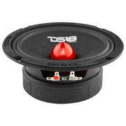 DS18 PRO-GM6.4B 6.5-Inch Midrange Loudspeaker, 480W Max Power, 4 Ohms, Red Aluminum Bullet Design
