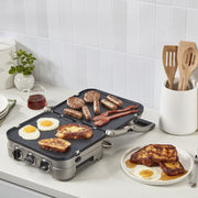 Cuisinart Griddler Electric Sandwich Maker, 5-in-1 Cooking with Reversible Nonstick Plates, Adjustable Dual Temperature Controls, Brushed Stainless Steel, GR-4NNAS