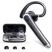 IKT N17 Bluetooth Headset V5.4, Wireless Earpiece with 65H Talk Time, Dual ENC Noise Cancellation, LED Charging Case
