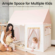 The Natural Baby Company Kids Play Tent, Natural Cream Indoor Playhouse with Cushion and Fairy Lights, Portable Polyester Tent for Toddlers Ages 3-6, TNYE1010