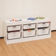 Your Zone Wooden Kids Storage Organizer with 6 Sliding Bins, White, Stackable, Kid-Friendly Height