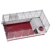 Ferplast Krolik Deluxe Extra-Large Rabbit Cage with Hay Feeder, Water Bottle, Bowl, Burgundy and Cream, 47.2 x 23.6 x 19.7 in