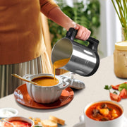 Homtone 1.6 L 4-in-1 Multifunctional Milk and Soup Maker, Stainless Steel Electric Hot Soup Maker, Smart Control Panel, 2-5 Servings, Black, MI-0672-BK