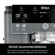 Ninja Luxe Cafe Premier Series Espresso Machine, 3-in-1 Espresso, Drip Coffee, Rapid Cold Brew, Integrated Conical Burr Grinder, Hands-Free Dual Froth System, Gunmetal Gray, ES601GM
