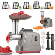 Fatabeta Electric Meat Grinder, 3000W Copper Motor, Sausage Filler, Kubbe Kit,Silver