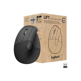 Logitech Lift for Business Left Vertical Ergonomic Mouse, Left-Handed, Wireless Bluetooth and Secured Logi Bolt USB, 4000 DPI Optical Sensor, Graphite, 910-006492