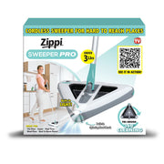 Intersell Zippi Sweeper Pro Cordless Tri-Brush Floor Sweeper, Triangular Design, Teal and Gray