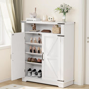 Flycity FAST0022AWHMB Shoe Cabinet 6-Tiers Organizer with Adjustable Shelves and Anti-Tip Fitting
