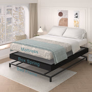 Awesofurni Queen Box Spring Mattress Foundation, Heavy-Duty Steel Frame, Low-Profile, Noise-Free, Foldable with Removable Fabric Cover, Black, 5-Inch BS05-Q
