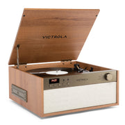 Victrola Venture Vista 5-in-1 Music Center, Oak, Mid-Century Modern Turntable with Bluetooth, CD Player, Built-In Stereo Speakers