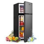 MaxKare FLS-90 3.6 Cu.Ft Two-Door Compact Refrigerator For Dorm, Office, Bar, RV, Bedroom, Dark Gray