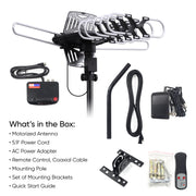 Onn Outdoor TV Antenna with Pole, 85-Mile Reception Range, Multidirectional, Ultra-HD Full HD HD Ready, 25 ft Cable