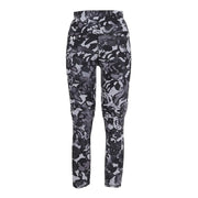 Under Armour Womens Motion Print Ankle Leggings, Breathable Polyester-Elastane, 4-Way Stretch, Black/Titan Gray/White, Small, Regular Inseam, 1373927-005