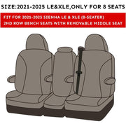 Coverdream Sienna Car Seat Covers Custom Fit Waterproof Leatherette Full Set Black 8-Passenger 2nd Row Bench with Removable Middle Seat 2021-2026 LE XLE