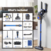 Hoofun Cordless Stick Vacuum Cleaner, 450W Motor, 50 Min Runtime, 1.5L Dustbin, HEPA Filter, Detachable Battery, Blue, CVC-001