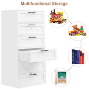 Homfa BOT-MD-017 6 Drawer Tall Dresser, Chest of Drawer Nightstand Storage Cabinet with Metal Handles, White