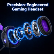 Aptkdoe G63-White Gaming Headset, Noise Cancelling Microphone, Wired Over-Ear, 50mm Drivers, LED Light, Soft Memory Foam Earmuffs, Compatible with Xbox One, PS5, PS4, PC, Laptop