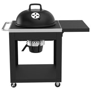 Nexgrill 810-0026HC Charcoal Kettle Grill with Table Cart and Side Table Black