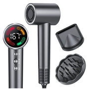 KT1 Hair Dryer, Professional-Grade, 160000 RPM Motor, Advanced Ion Technology, Temperature Control, Low-Noise Operation, Gray, Includes Diffuser and Ambient LED Lights