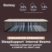 Bestway SleepSupport Premium Queen Air Mattress, 20 in Thickness, Built-in AC Pump, Maroon