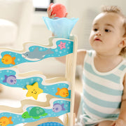 Melissa & Doug 30736 Rollables Wooden Ocean Slide Infant and Toddler Toy (5 Pieces)