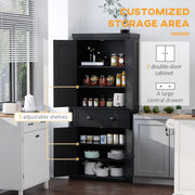 Aosom Kitchen Pantry Cabinet, Traditional Freestanding Storage with 4 Shaker-Style Doors, Drawer, 3 Adjustable Shelves, Brown, 72.5 in