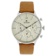 Titan 90102SL01 Classique Men's Analog Watch, Silver Dial, Genuine Leather Strap, Stainless Steel Case, Quartz Movement