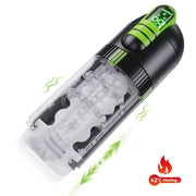 Heating Automatic Male Masturbator Cup, 9 Vibrating Modes, 5 Thrusting Modes, 42 Heating Function, Gray/Green