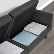 Mainstays 73in Storage Futon with Hidden Under-Seat Storage, Manual Reclining Seat Back, Charcoal, Twin Size MS2632758696R01