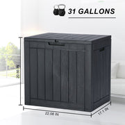 Gianna JBX 31 Gallon Resin Deck Box, Waterproof UV Resistant Outdoor Storage Box for Garden, Indoor, Wisteria Black