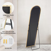 CONCETTA WMCON-MI-GZ-2164 Arched Full Length Floor Mirror, Gold Aluminum Frame, 59in x 16in