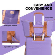Travelhouse TH6608-6PU 6 Piece Hardshell Luggage Set Hardside Lightweight Suitcase with TSA Lock Spinner Wheels (Purple)