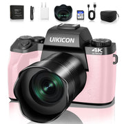 UIKICON WD05 4k 64MP WiFi 4.0 inch Ultra HD Screen Vlogging Digital Camera, Pink