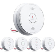 SITERWELL Hardwired Smoke and Carbon Monoxide Detector Combo, 10 Year Battery, UL217-9th, Interconnected System, Bilingual Voice Alerts, White, 5 Pack