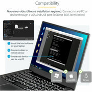 StarTech.com Portable USB 2.0 to VGA KVM Console Adapter with File Transfer and Video Capture, Black, NOTECONS02