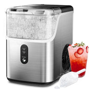 Simzlife ZX-IM-15S-S Portable Ice Maker Machine with Self-Cleaning Function, 35lbs/Day, Silver