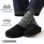 CUSHIONAIRE Heath Genuine Suede Mens Slippers with Faux Fur Lining, Memory Foam, Indoor Outdoor, Black 8