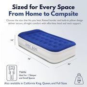 King Koil KK16C1BU29505 Luxury Twin Air Mattress with Built-in High Speed Pump for Camping, Home & Guests - Twin Size