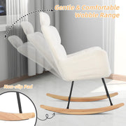 Paproos F0068 Modern Teddy Fabric Rocking Chair, White