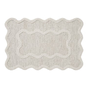 My Texas House Stella Ivory Scallop Wool Indoor Area Rug, 24 x 36 Inches, Handmade, Stain Resistant, Low Pile