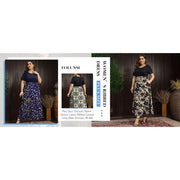 FOLUNSI Women Plus Size Maxi Dress, Short Sleeve, Loose Fit, Ribbed Floral Pattern, Apricot, 3XL
