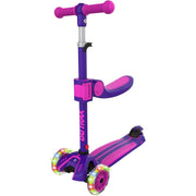 GOTRAX KS3 3 Wheel Kids Scooter with Foldable Seat, Adjustable Handlebars, Light-Up Purple Wheels
