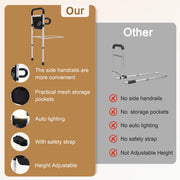 ALLJOY Adjustable Bed Assist Rails for Elderly Adults, Sturdy Iron Frame with Dual Support Bars, Ergonomic Curved Handle, 3D Adjustable, Full Size Bed