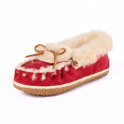 Minnetonka Ultimate Sheepskin Slipper for Women, Tan Suede Upper, Indoor Outdoor Rubber Sole, 1374122