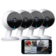 LaView 4MP 2K Indoor Security Cameras, Starlight Color Night Vision, Alexa Compatible, US Cloud Service, White, Pack of 4, 8619102138