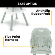 Delta Children Jeep Milestone 6-in-1 Convertible High Chair with Adjustable Tray, Sage Green, 23411-2446