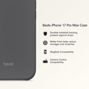 Beats iPhone 17 Pro Max Case with MagSafe Compatibility and Camera Control, Matte Finish, Granite Gray, MGJD4LL/A